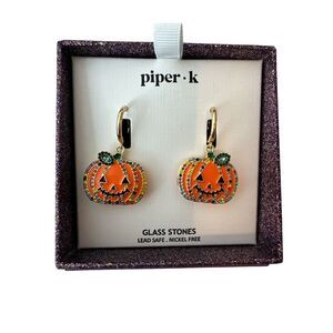 Piper-k Earrings‎ Women's Halloween Time ORANGE JACK O LANTERN PUMPKIN NWT